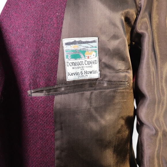 Vintage Mens Bespoke Handwoven Donegal Tweed Purple Wool Jacket - Picture 8 of 15